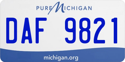 MI license plate DAF9821