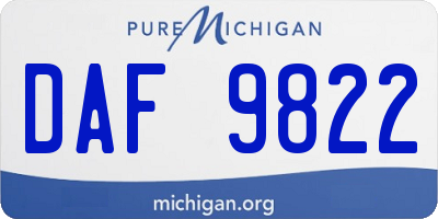 MI license plate DAF9822