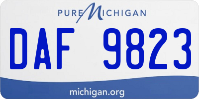 MI license plate DAF9823