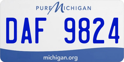 MI license plate DAF9824