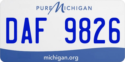 MI license plate DAF9826