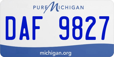 MI license plate DAF9827
