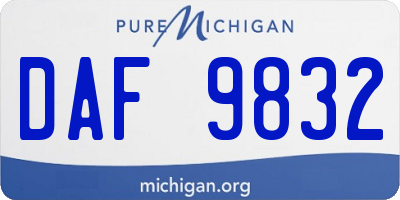 MI license plate DAF9832