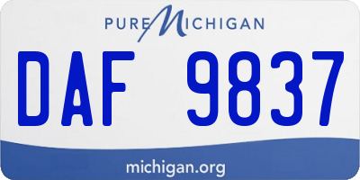 MI license plate DAF9837