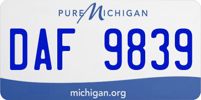 MI license plate DAF9839