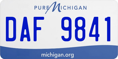 MI license plate DAF9841