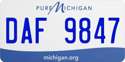 MI license plate DAF9847
