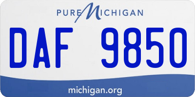 MI license plate DAF9850