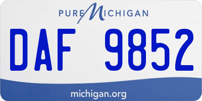 MI license plate DAF9852