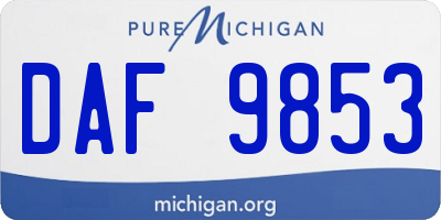 MI license plate DAF9853