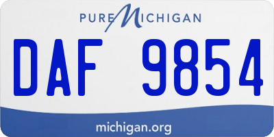MI license plate DAF9854