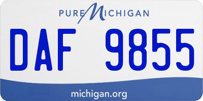 MI license plate DAF9855