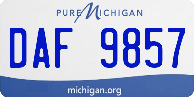 MI license plate DAF9857
