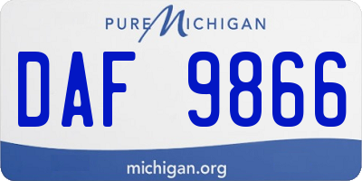MI license plate DAF9866