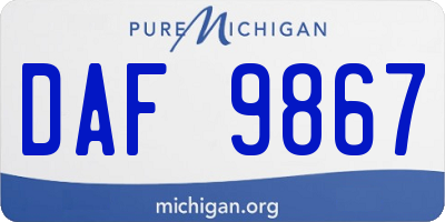 MI license plate DAF9867