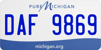 MI license plate DAF9869