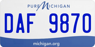 MI license plate DAF9870