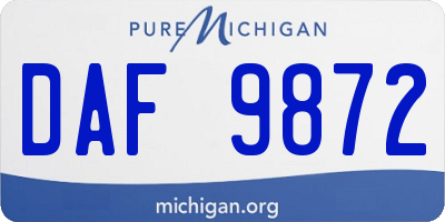 MI license plate DAF9872