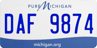 MI license plate DAF9874