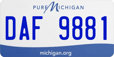 MI license plate DAF9881