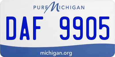 MI license plate DAF9905