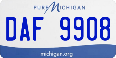 MI license plate DAF9908