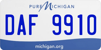 MI license plate DAF9910