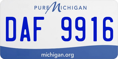 MI license plate DAF9916