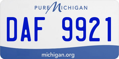 MI license plate DAF9921