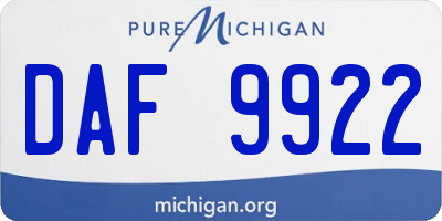 MI license plate DAF9922