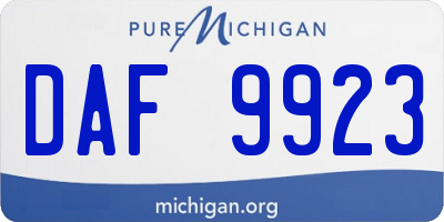MI license plate DAF9923