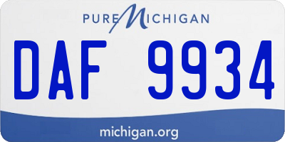 MI license plate DAF9934