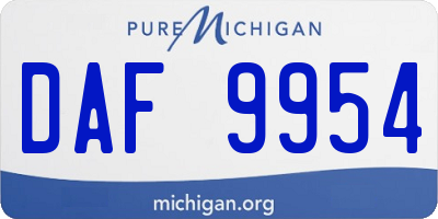 MI license plate DAF9954
