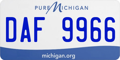 MI license plate DAF9966