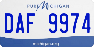 MI license plate DAF9974