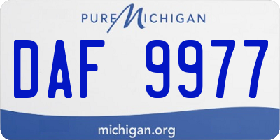 MI license plate DAF9977