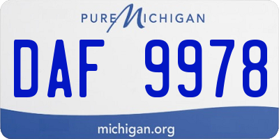 MI license plate DAF9978