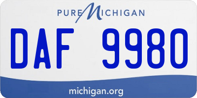 MI license plate DAF9980