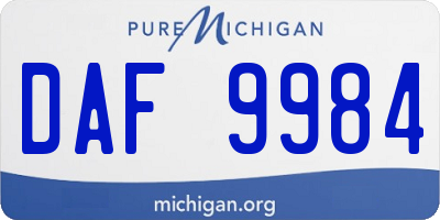 MI license plate DAF9984