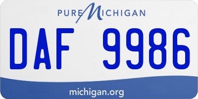 MI license plate DAF9986