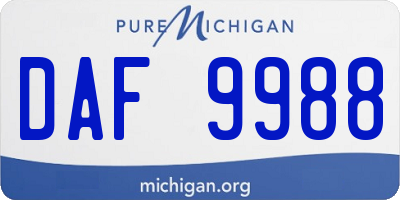 MI license plate DAF9988