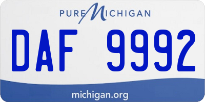 MI license plate DAF9992