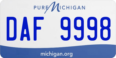 MI license plate DAF9998