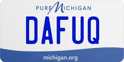 MI license plate DAFUQ