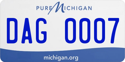 MI license plate DAG0007