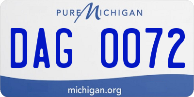 MI license plate DAG0072