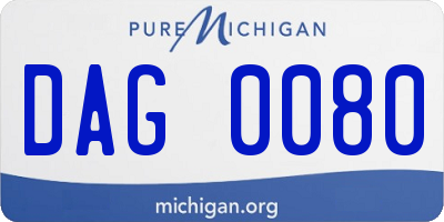 MI license plate DAG0080