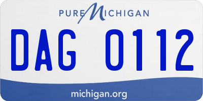 MI license plate DAG0112
