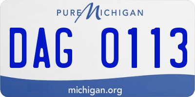 MI license plate DAG0113