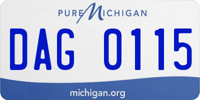 MI license plate DAG0115